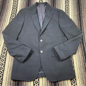AS IS Flaws Michael Kors Men's Navy Blue Wool Herringbone Blazer 34S Jacket